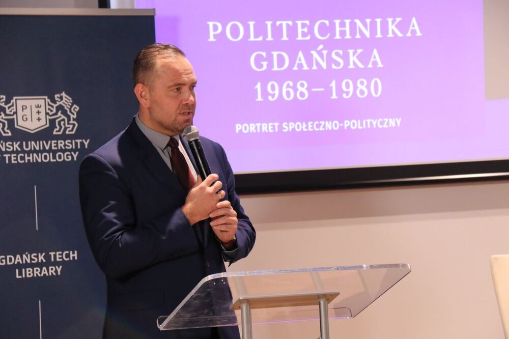 Promocja publikacji „Politechnika Gdańska 1968-1980. Portret społeczno-polityczny”. Prezes IPN dr Karol Nawrocki – Gdańsk, 10 marca 2023. Fot. Marcin Węgliński (IPN)