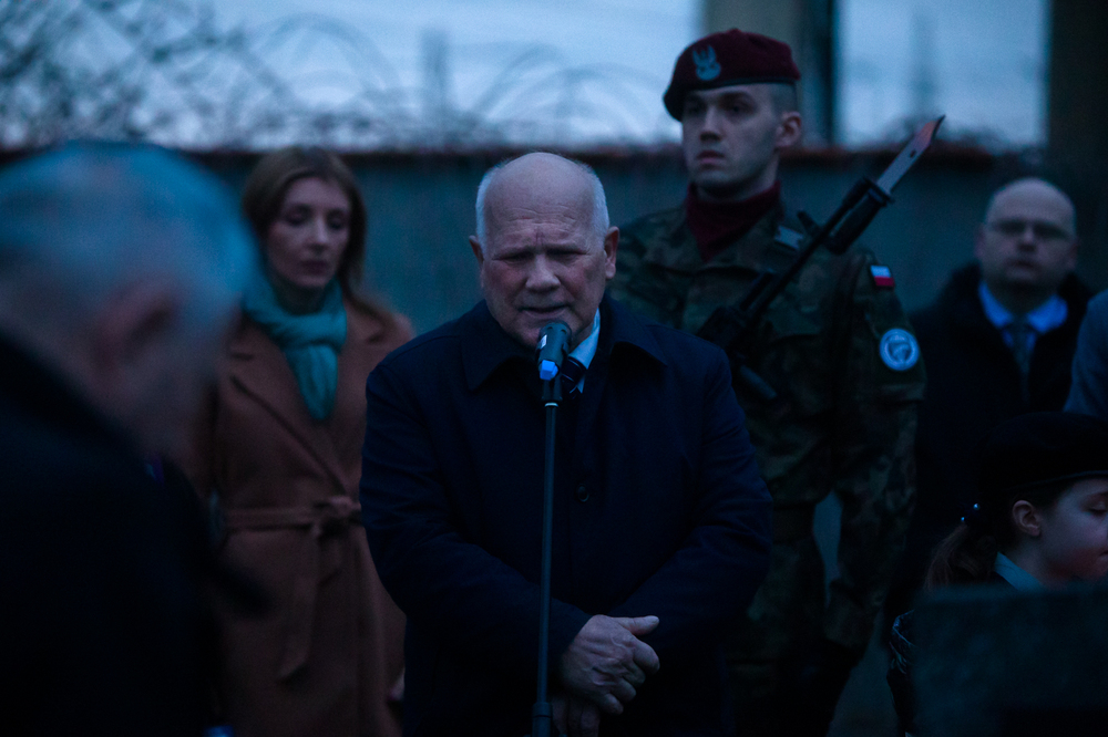 Uroczystości upamiętniające rodziny Kucharskich i Książków zamordowane przez niemiecką ekspedycję karną za pomoc Żydom – Kozłów, 23 marca 2023. Fot. Sławek Kasper (IPN)