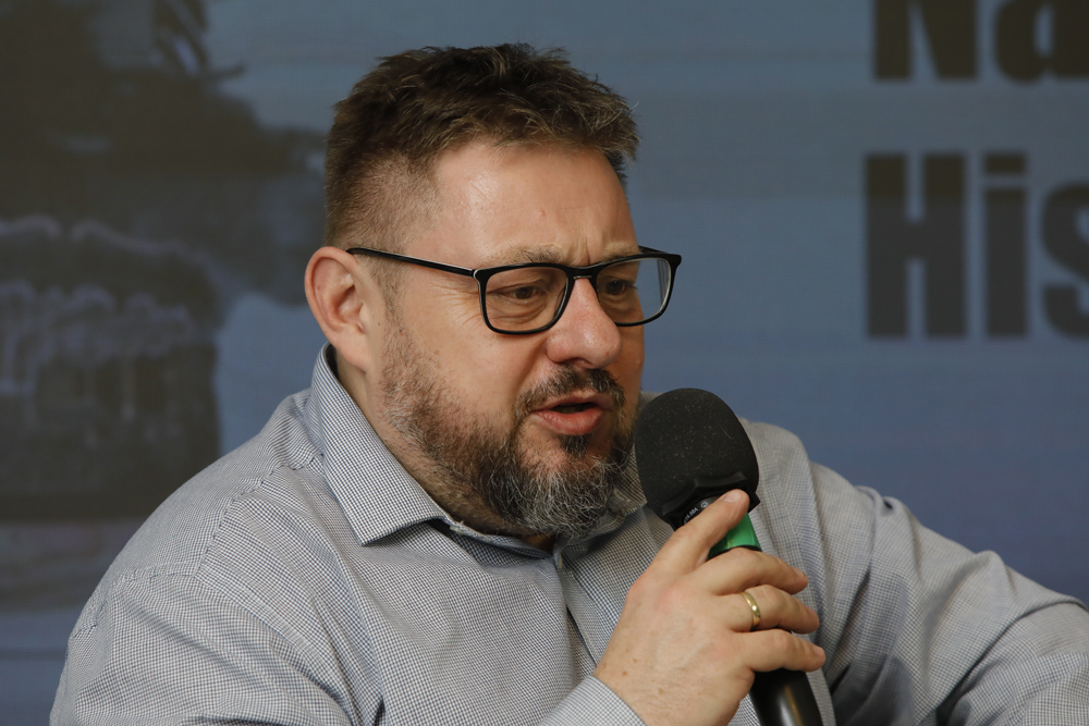 Spotkanie „Najdłuższe ulice Warszawy. Historia stołecznych więzień” z cyklu „Warszawa, jakiej nie znacie”. Na zdj. Michał Gruszczyński – Warszawa, 28 marca 2023. Fot. Piotr Życieński (IPN)