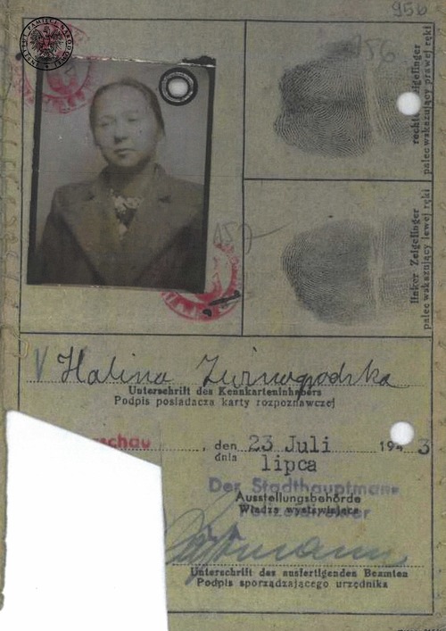Fragment kennkarty Haliny Zwinogrodzkiej (z zasobu IPN)