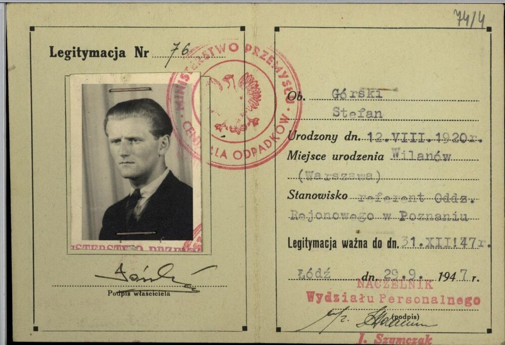 Legitymacja służbowa Stefana Górskiego (z zasobu IPN)
