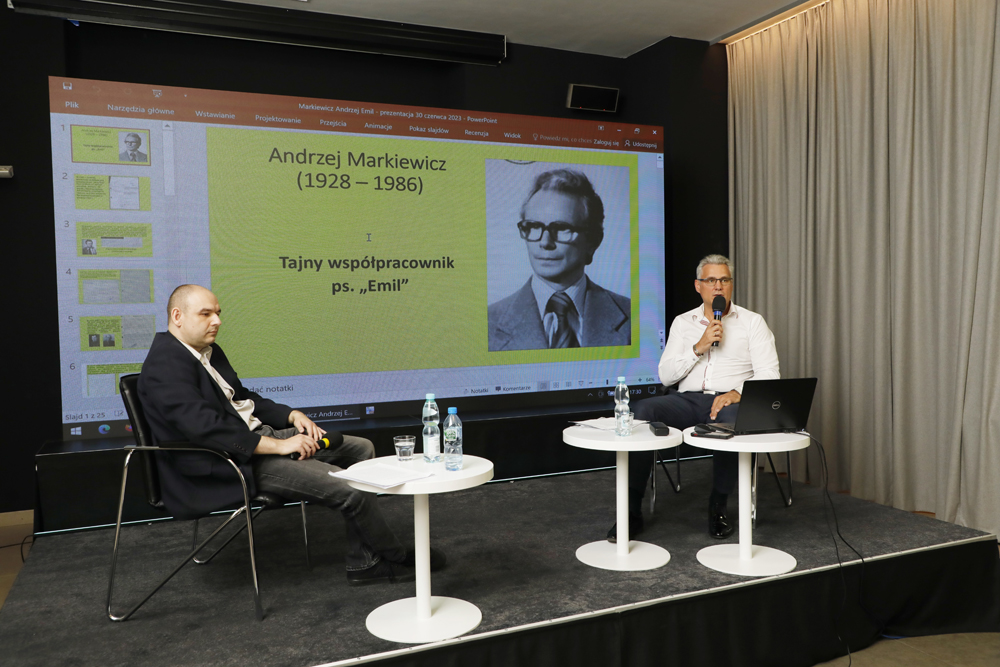 Spotkanie „Agentura polityczna Biura Studiów SB MSW – casus Andrzeja Markiewicza” z cyklu „Tajemnice bezpieki” – Warszawa, 30 czerwca 2023. Fot. Piotr Życieński (IPN)