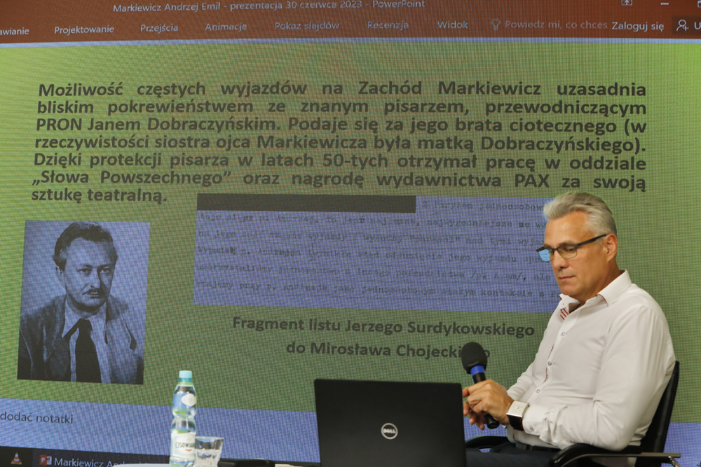 Spotkanie „Agentura polityczna Biura Studiów SB MSW – casus Andrzeja Markiewicza” z cyklu „Tajemnice bezpieki” – Warszawa, 30 czerwca 2023. Fot. Piotr Życieński (IPN)