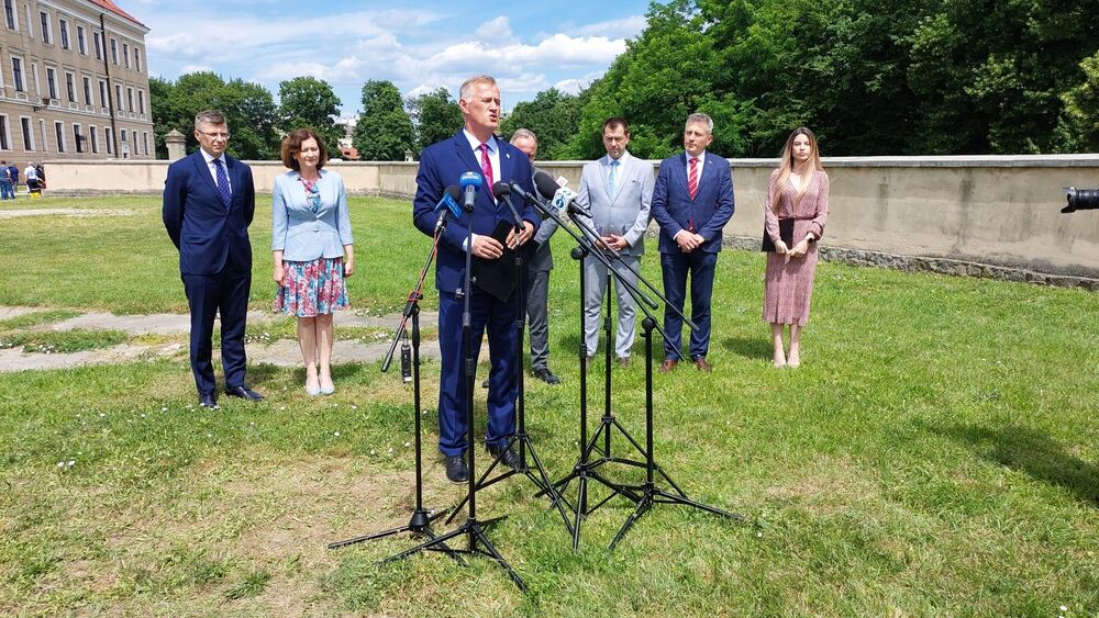 Konferencja prasowa na Zamku Lubomirskich w Rzeszowie – 10 lipca 2023. Fot. Karol Starowicz (IPN)