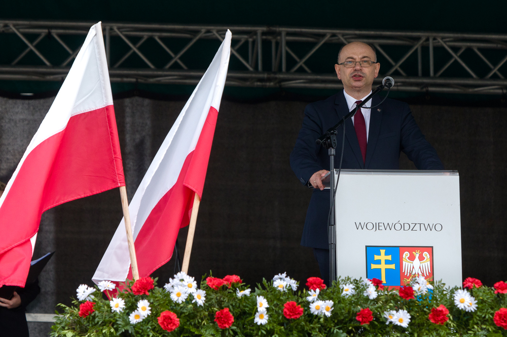 Dr Mateusz Szpytma, wiceprezes IPN, podczas obchodów Dnia Walki i Męczeństwa Wsi Polskiej w Michniowie – 12 lipca 2023. Fot. Sławek Kasper (IPN)