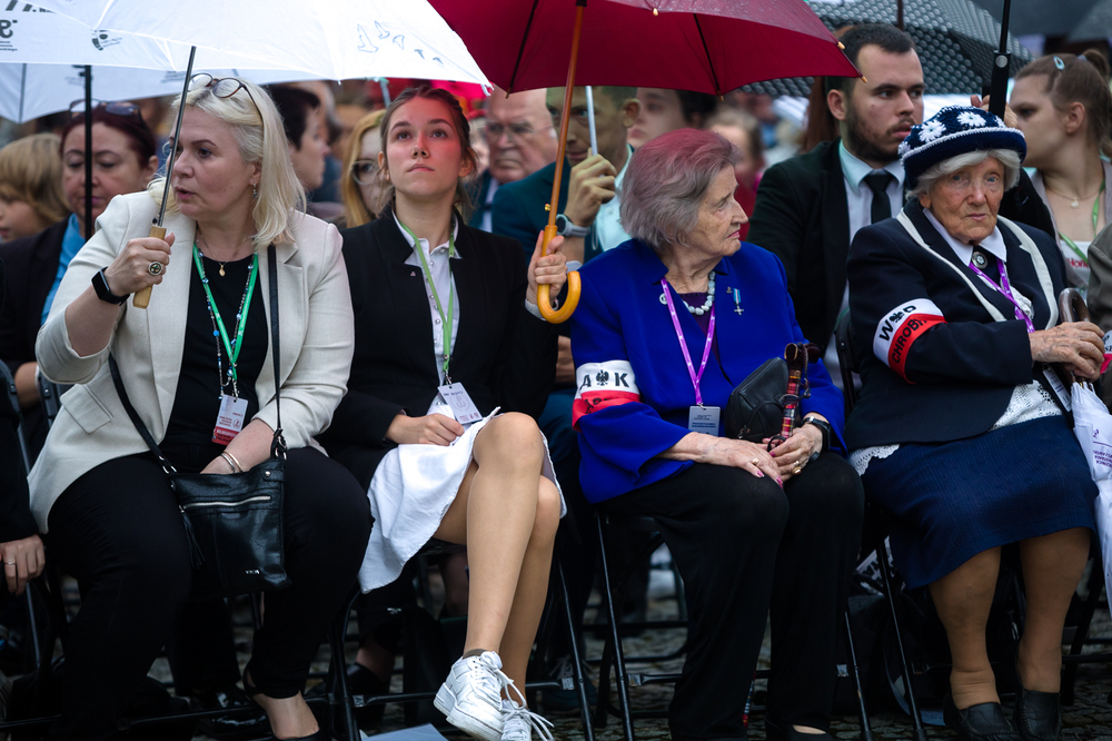 Uroczystość w Hołdzie Ludności Cywilnej Woli pod Pomnikiem Pamięci 50 Tysięcy mieszkańców Woli Zamordowanych przez Niemców podczas Powstania Warszawskiego 1944 – Warszawa, 5 sierpnia 2023. Fot. Sławek Kasper (IPN)