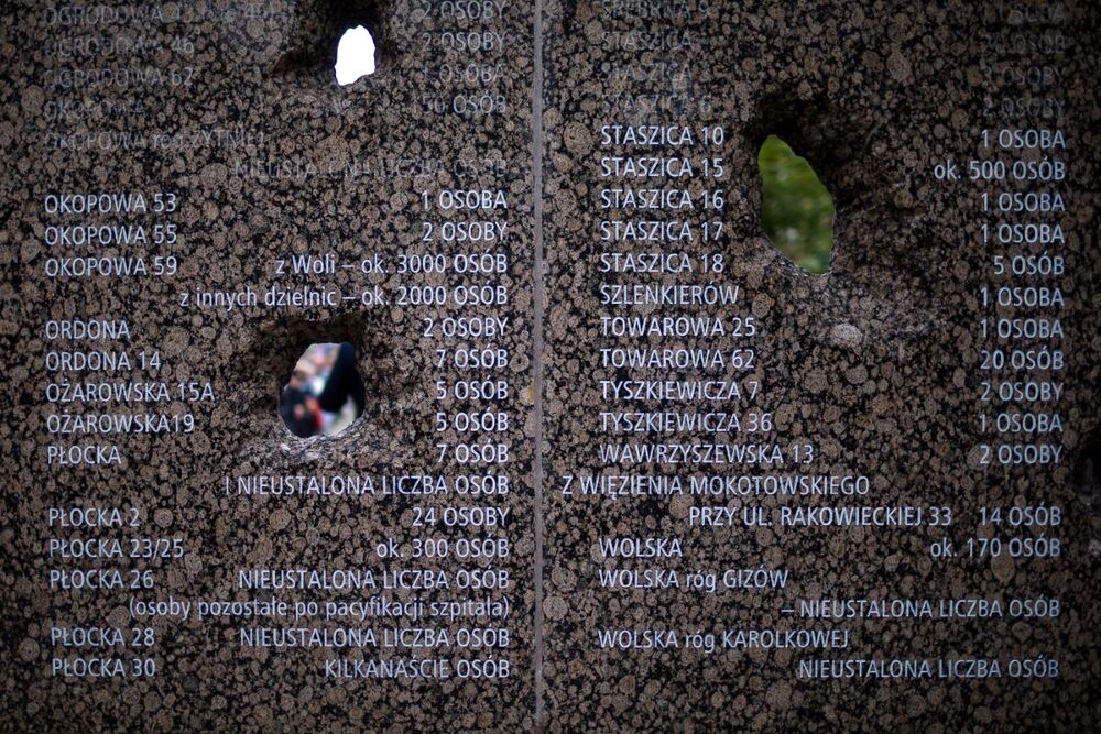 Uroczystość w Hołdzie Ludności Cywilnej Woli pod Pomnikiem Pamięci 50 Tysięcy mieszkańców Woli Zamordowanych przez Niemców podczas Powstania Warszawskiego 1944 – Warszawa, 5 sierpnia 2023. Fot. Sławek Kasper (IPN)