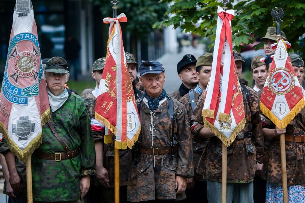 Uroczystość w Hołdzie Ludności Cywilnej Woli pod Pomnikiem Pamięci 50 Tysięcy mieszkańców Woli Zamordowanych przez Niemców podczas Powstania Warszawskiego 1944 – Warszawa, 5 sierpnia 2023. Fot. Sławek Kasper (IPN)