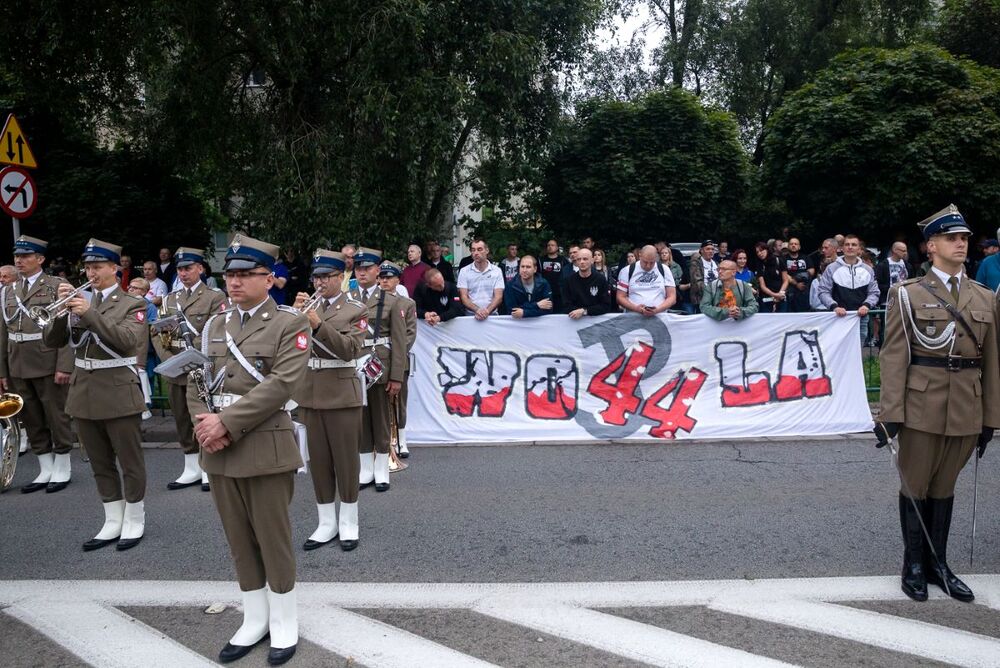 Uroczystość w Hołdzie Ludności Cywilnej Woli pod Pomnikiem Pamięci 50 Tysięcy mieszkańców Woli Zamordowanych przez Niemców podczas Powstania Warszawskiego 1944 – Warszawa, 5 sierpnia 2023. Fot. Sławek Kasper (IPN)