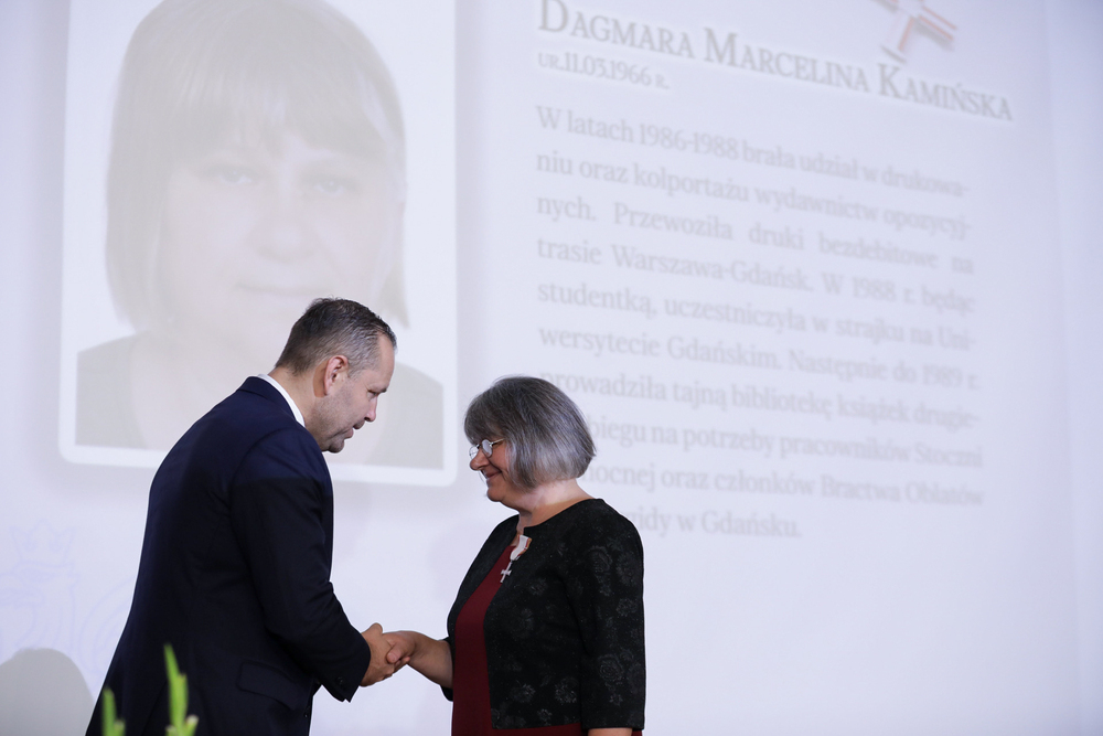 Uroczystość wręczenia Krzyży Wolności i Solidarności – Gdańsk, 31 sierpnia 2023. Fot: Mikołaj Bujak (IPN)