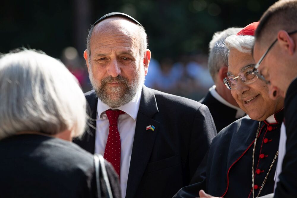 Spotkanie modlitewne na cmentarzu w Jagielle-Niechciałkach, upamiętniające Żydów, zamordowanych w Markowej przez Niemców –10 września 2023. Fot. Mikołaj Bujak (IPN)