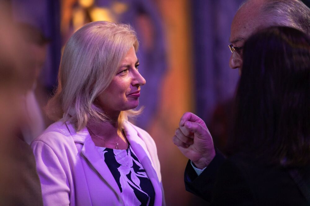 Otwarcie wystawy IPN „Szlaki Nadziei. Odyseja wolności”. Na zdj. Agnieszka Jędrzak, dyrektor Biura Współpracy Międzynarodowej IPN – Buenos Aires, 12 września 2023. Fot. Mikołaj Bujak (IPN)