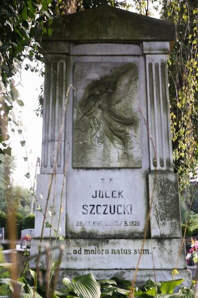 Górki Wielkie, grób ukochanego syna Zofii Kossak, Julka