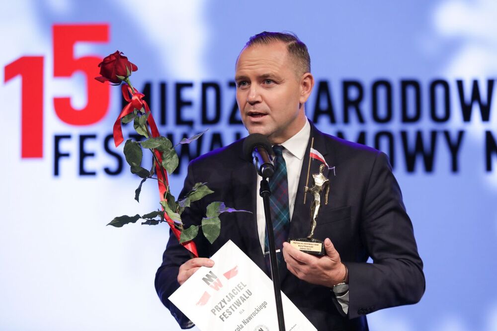 Dr Karol Nawrocki, prezes IPN, podczas gali przyjaciół Festiwalu Filmowego Niepokorni Niezłomni Wyklęci – 29 września 2023. Fot. Mikołaj Bujak (IPN)