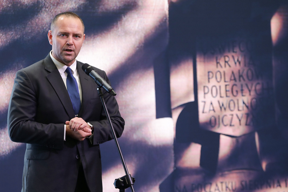 Prezes IPN dr Karol Nawrocki podczas podsumowania projektu „Tablice Pamięci” – Warszawa, 3 października 2023. Fot. Mikołaj Bujak (IPN)