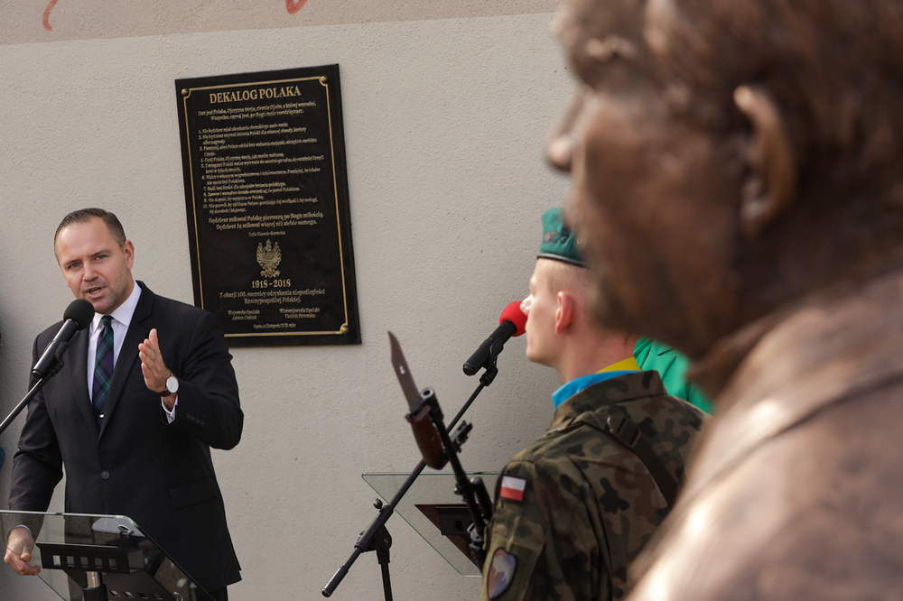 Uroczystość odsłonięcia pomnika Wojciecha Korfantego – Opole, 11 października 2023. Na zdj. dr Karol Nawrocki. Fot. Mikołaj Bujak (IPN)