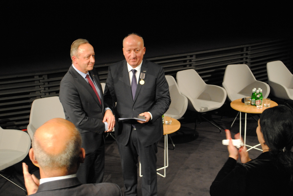 Konferencja Polsko-Gruzińskiej Komisji Historyków – Gdańsk, 11–12 października 2023. Na zdj. dr David Kolbaia oraz dr hab. Karol Polejowski. Fot. Denys Kutsenko.