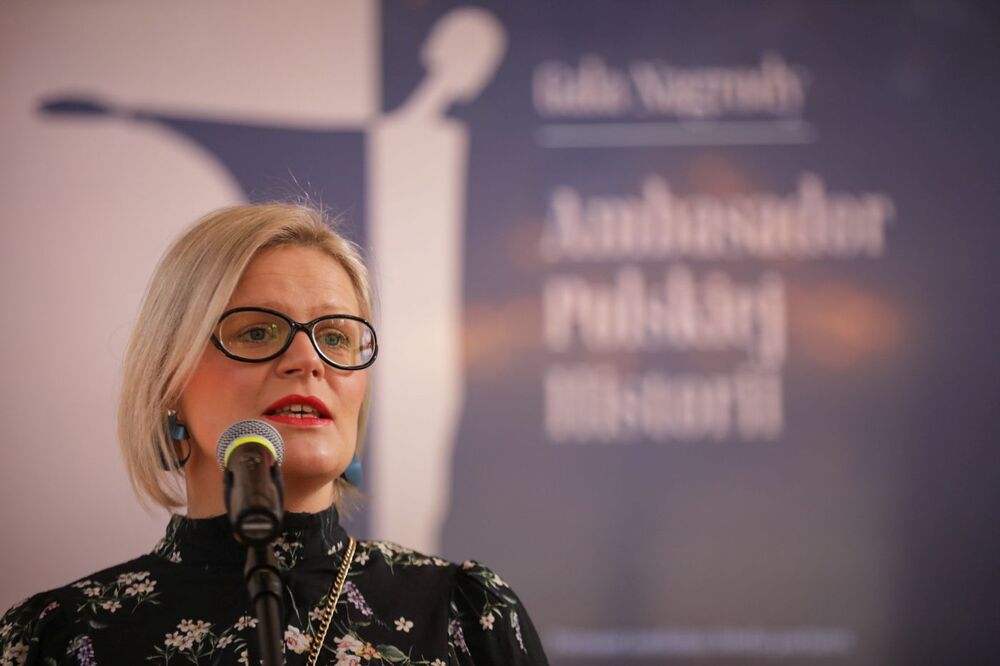 Gala wręczenia nagrody Instytutu Pamięci Narodowej „Ambasador Polskiej Historii”. Na zdj. Marianna Otmianowska, dyrektor Muzeum Łazienki Królewskie – 17 października 2023. Fot. Mikołaj Bujak (IPN)
