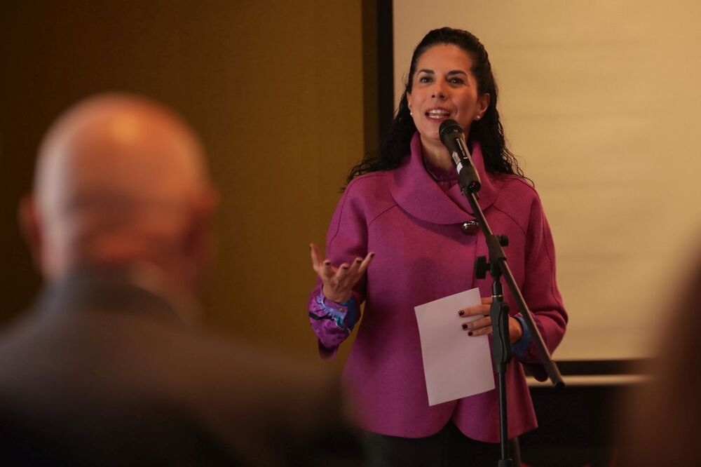 Dyrektor Muzeum Interwencji w Meksyku Cecylia Genel podczas otwarcia wystawy „Szlaki Nadziei. Odyseja Wolności” w Meksyku – 3 listopada 2023. Fot. Mikołaj Bujak (IPN)