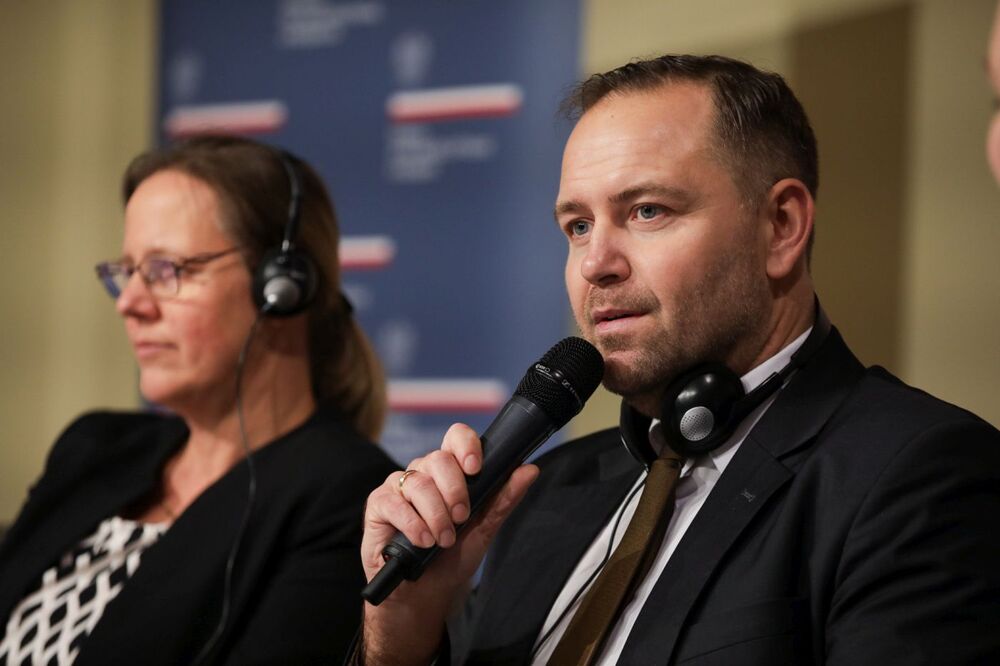 Debata „Polityka historyczna państw byłego bloku wschodniego na przykładzie Polski i Węgier” – Budapeszt, 23 listopada 2023. Fot. Mikołaj Bujak (IPN)