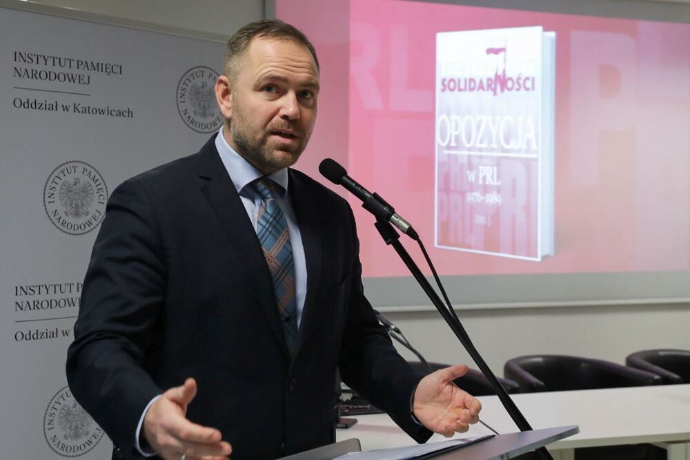 Prezentacja 5 tomu „Encyklopedii Solidarności” w Katowicach. Na zdj. dr Karol Nawrocki, prezes IPN – 18 stycznia 2024. Fot. Mikołaj Bujak (IPN)