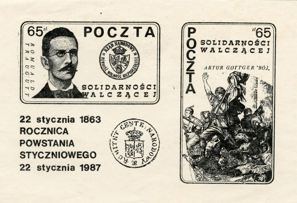 Koperta Solidarności Walczącej z symbolami Powstania Styczniowego. Z zasobu AIPN