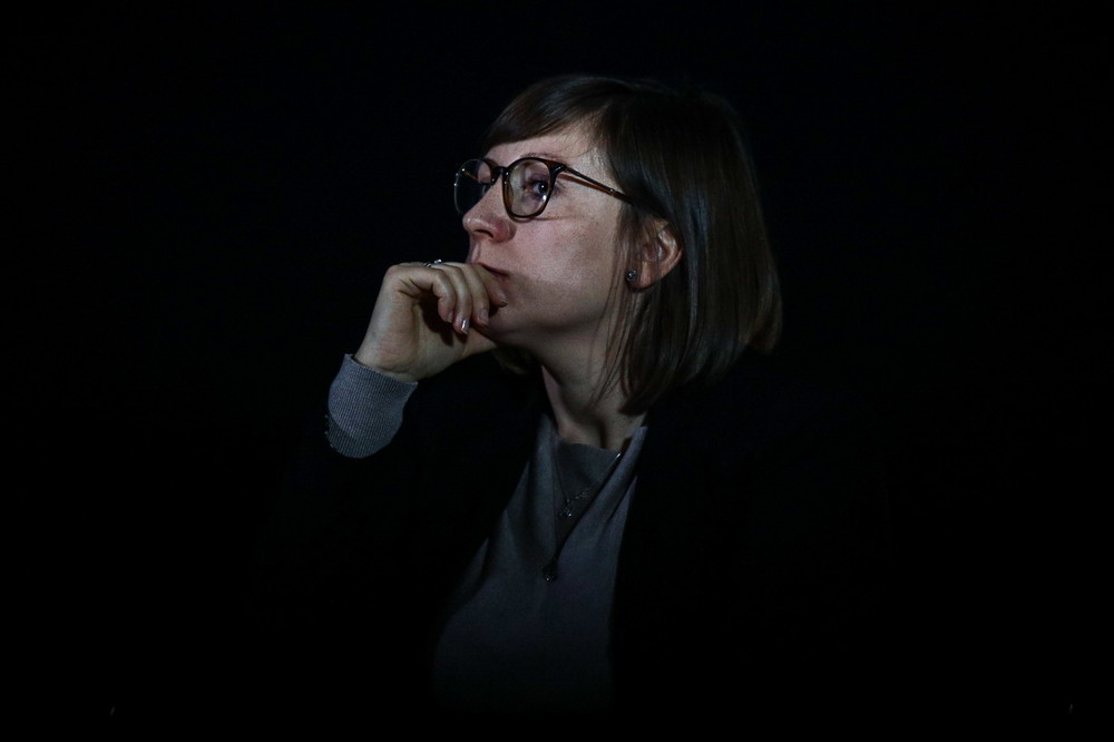 Projekcja filmu dokumentalnego „Pamiętajmy o KL Plaszow” – Warszawa, 24 stycznia 2024. Na zdj. dr Martyna Grądzka-Rejak z Biura Badań Historycznych IPN. Fot. Sławek Kasper (IPN)