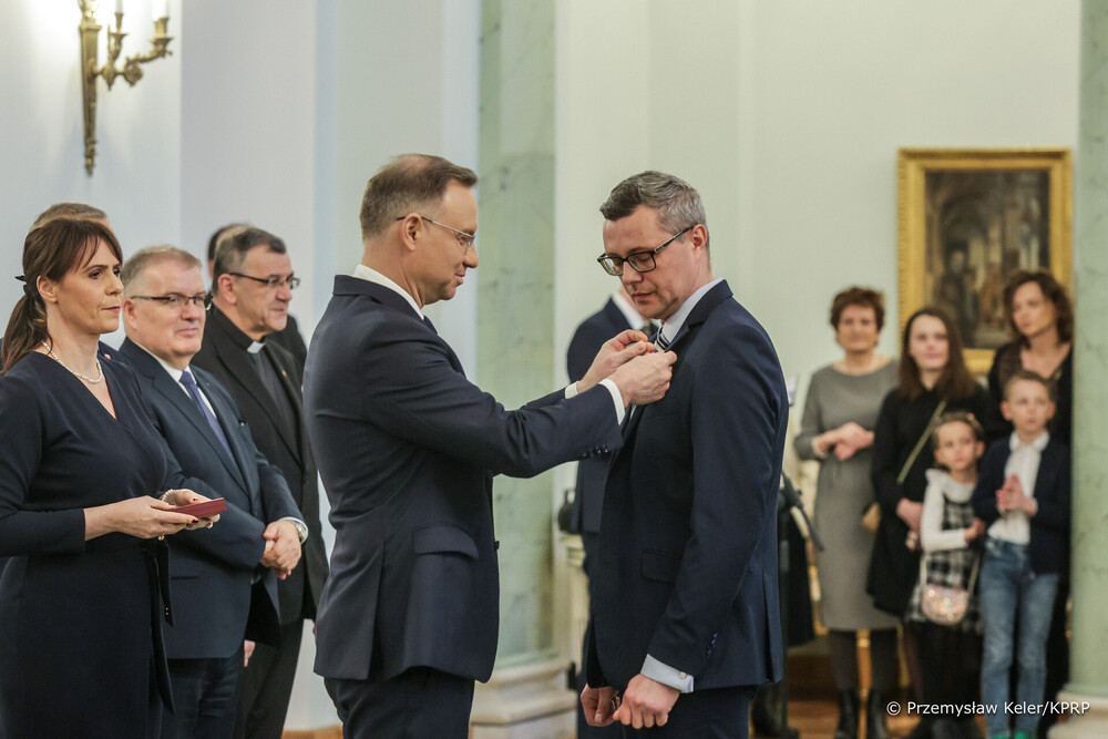 Odznaczenia państwowe dla autorów i twórców Raportu o stratach wojennych – Warszawa, 28 lutego 2024. Na zdj. dr Tomasz Ceran. Fot. Przemysław Keler/KPRP