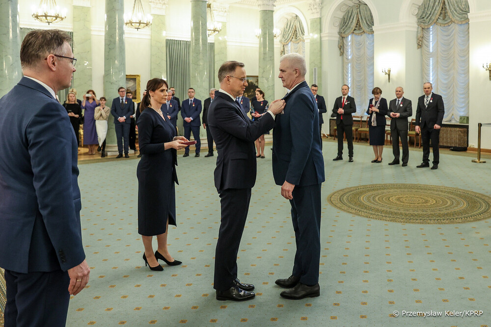 Odznaczenia państwowe dla autorów i twórców Raportu o stratach wojennych – Warszawa, 28 lutego 2024. Na zdj. dr hab. Tomasz Panfil. Fot. Przemysław Keler/KPRP