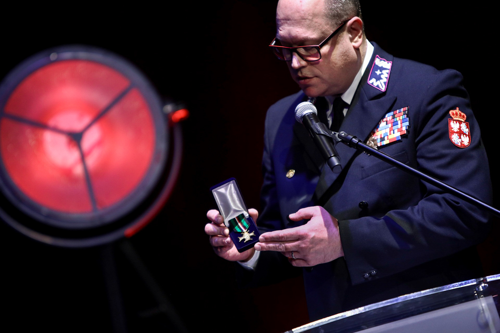 Uroczystość wręczenia odznaki „Krzyż Pamięci Niezłomnych Żołnierzy Wyklętych” w Muzeum Żołnierzy Wyklętych – Ostrołęka, 2 marca 2024. Fot. Sławek Kasper (IPN)