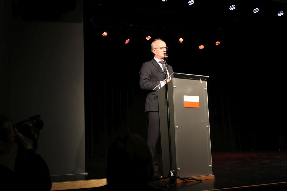 Uroczystość odsłonięcia pomnika ppłk. Ludwika Marszałka oraz Żołnierzy Niezłomnych. Na zdj. dr hab. Krzysztof Szwagrzyk, wiceprezes IPN – Dębica, 3 marca 2024. Fot. Katarzyna Gajda-Bator (IPN)