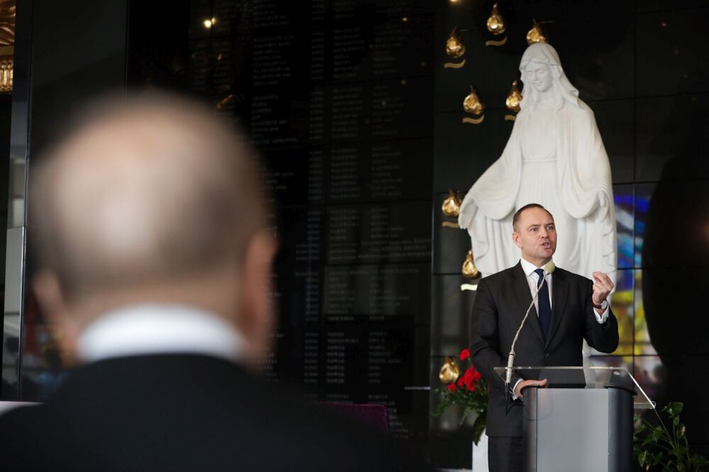 Uroczystości w Toruniu upamiętniające Polaków ratujących Żydów pod okupacją niemiecką. Na zdj. dr Karol Nawrocki, prezes IPN – 20 marca 2024. Fot. Mikołaj Bujak (IPN)