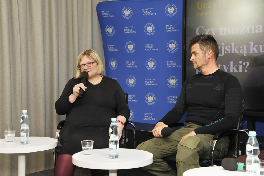 Spotkanie „Czy można się cieszyć rosyjską kulturą bez polityki?” z cyklu „Uczy i bawi. Kultura popularna i historia” – Warszawa, 5 kwietnia 2024. Fot. Piotr Życieński (IPN)