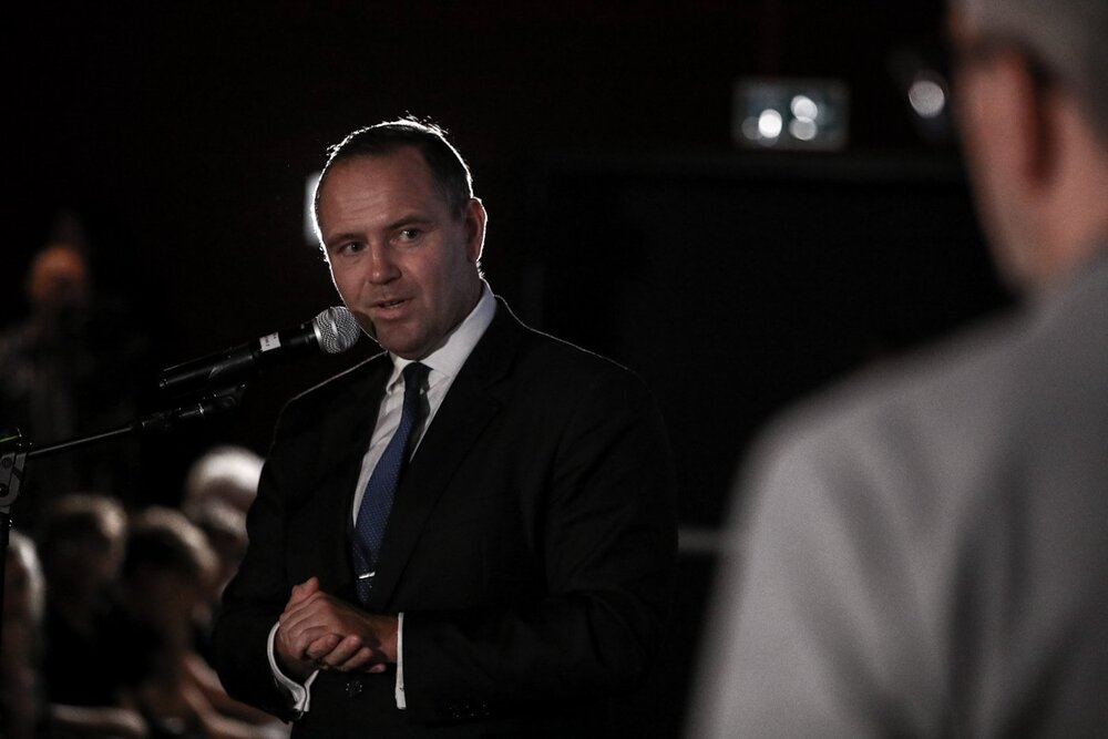 „Którzy ogień podsycą…” – premierowy pokaz filmu – Warszawa, 22 maja 2024. Na zdj. prezes IPN dr Karol Nawrocki. Fot. Sławek Kasper (IPN)