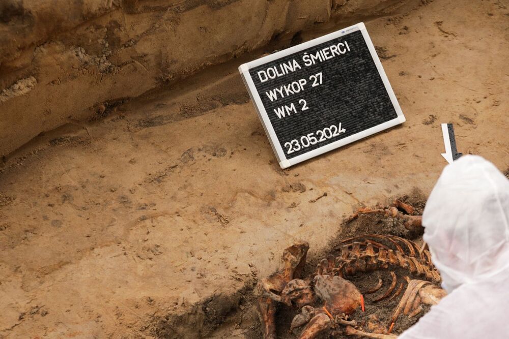 Masowe mogiły Polaków na Polach Igielskich w Dolinie Śmierci w Chojnicach odnalezione przez IPN – 23 maja 2024. Fot. Mikołaj Bujak (IPN)