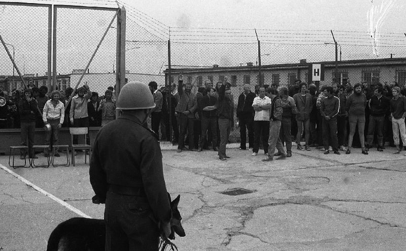 Protest of internees in the seclusion centre in Kwidzyn, 14 August 1982. (photo IPN)