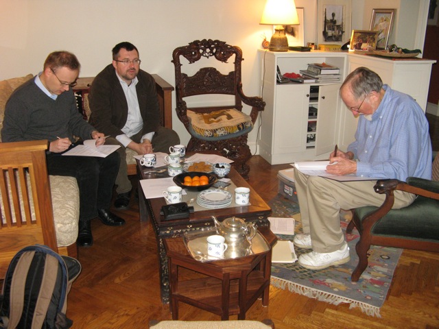 From the left: Dr. Łukasz Kamiński, Dr. Władysław Bułhak, Sam Bryan