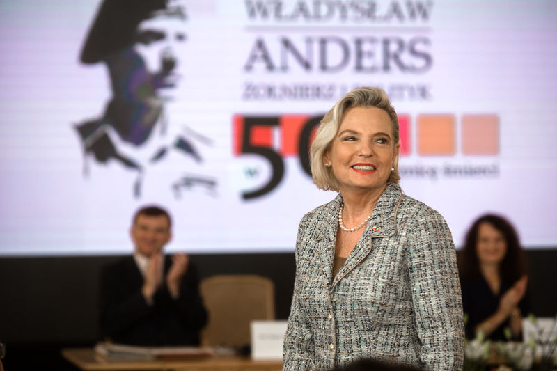 Anna Maria Anders at the opening of the scientific conference  "General Władysław Anders. A soldier and a politician – on the 50th anniversary of his death” – the Royal Castle in Warsaw, 8 September 2020