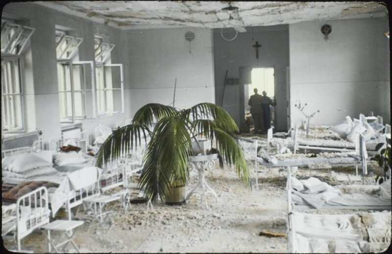 The interior of a bombed hospital in Warsaw&#039;s Praga district, September 8, 1939. (AIPN / Julien Bryan Collection in Warsaw)