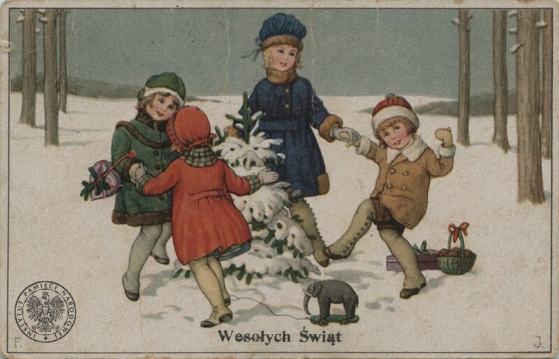 A IPN Ki 297/1 / KE [k. 4] - Christmas postcard &quot;Merry Christmas&quot; printed  in Germany [CAFS Dresden]  - 1924. Private donation: Kazimierz Bartel.