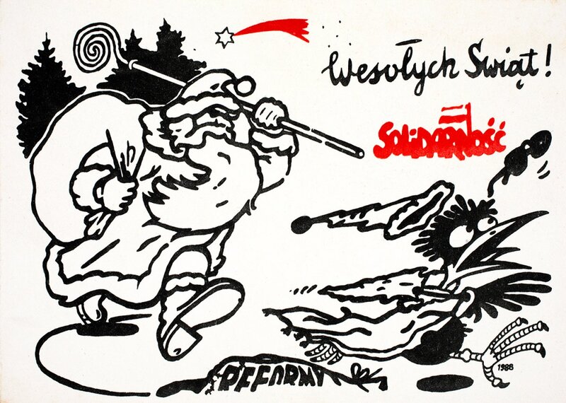 A Christmas card from 1988, a donation made to the IPN Archive in Rzeszów by Andrzej Szall on behalf of the Podkarpacie Region NSZZ &quot;Solidarność&quot; Branch in Sanok