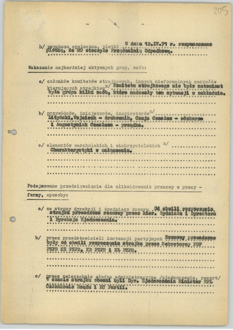 1971 Łódź textile workers strike - archival source