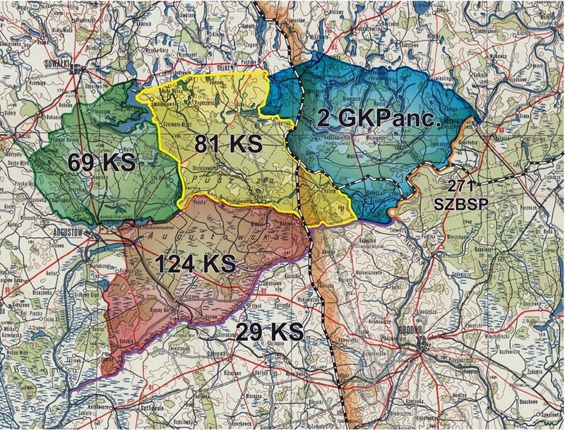 The areas of operation of Soviet units participating in the Augustów Round-up