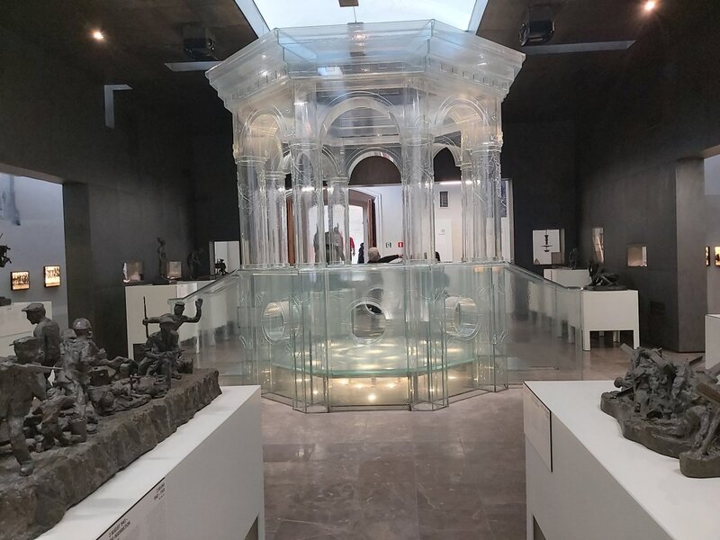 The unique glass bimah in the former synagogue in Chmielnik