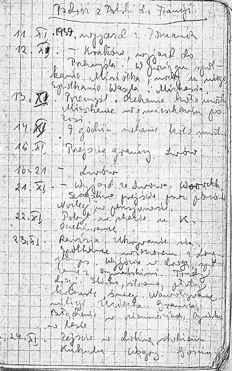 First page of Anna Świeżawska’s journal (a copy from author’s private collection)