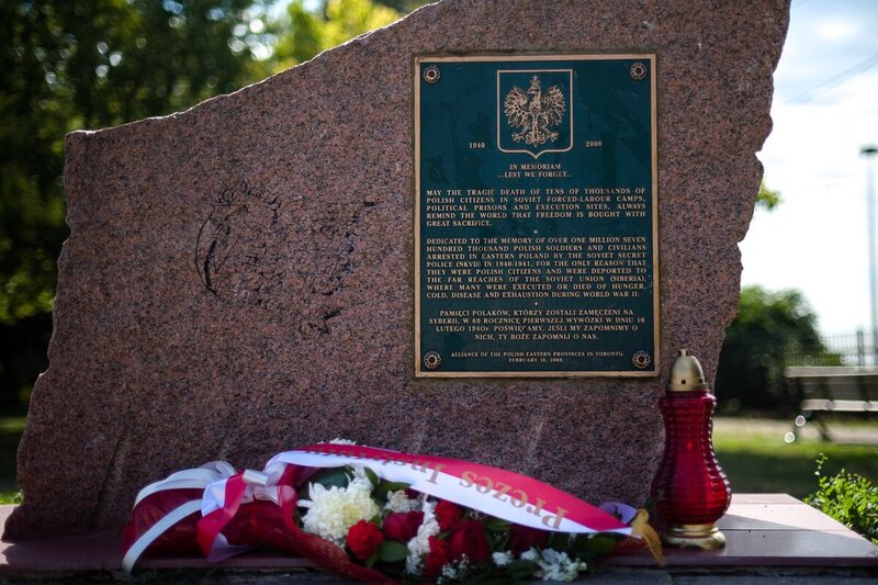 Honoring the victims of Soviet crimes at the local Katyn Memorial and at a plaque to Polish deportees to Siberia.