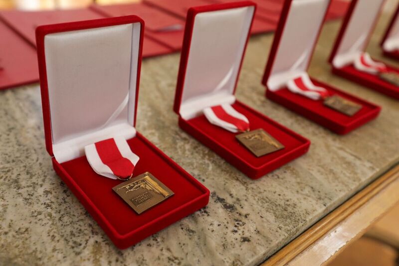 The ceremonial decoration of the laureates of the "Ambassador of Polish History”Award at the Royal Łazienki Park in Warsaw, 17 October 2023