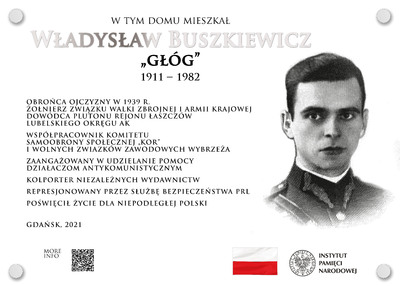 Odsłonięcie tablicy pamiątkowej Władysława Buszkiewicza ps. „Głóg” (1911-1982) – Gdynia, 29 kwietnia 2021