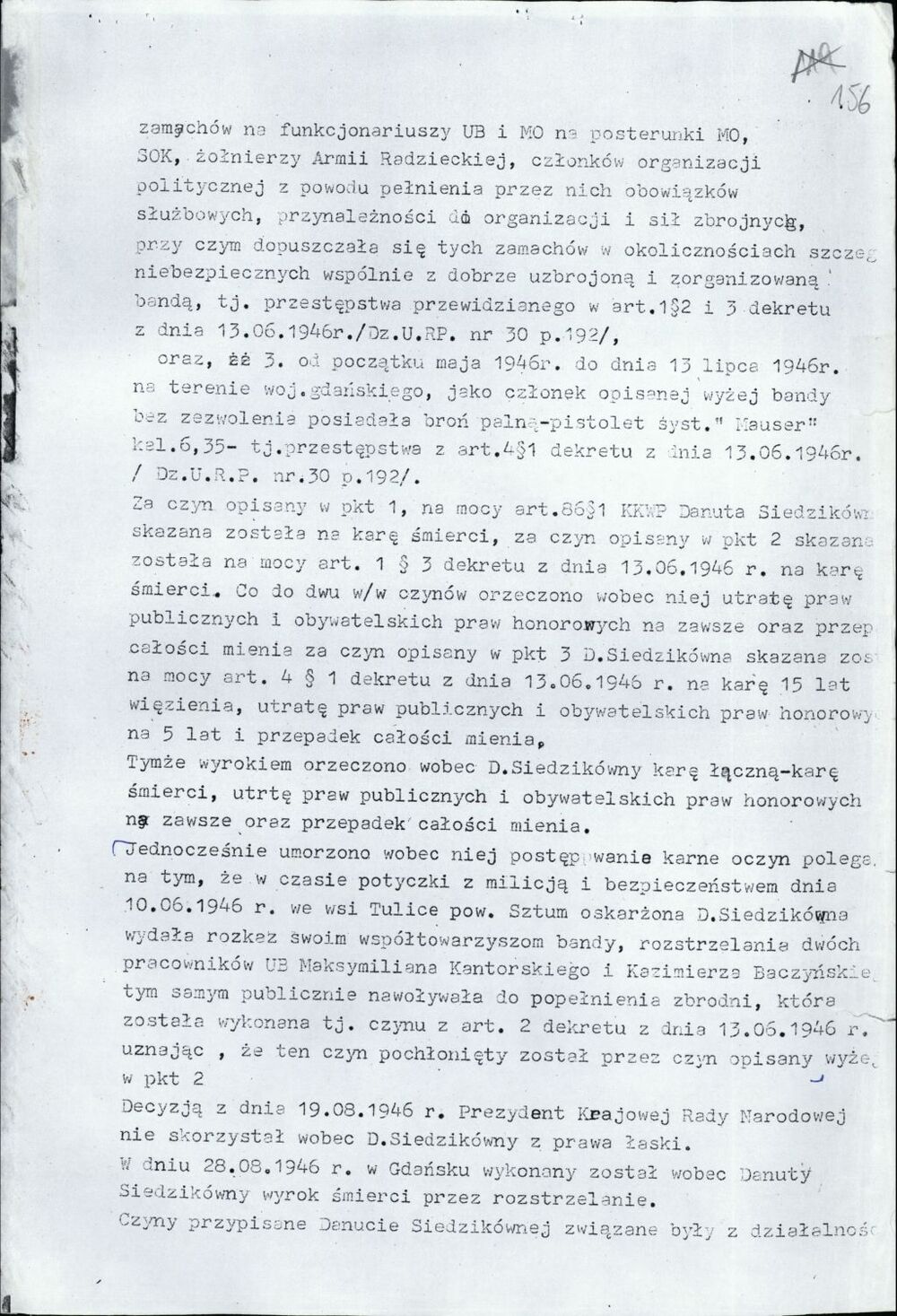 Postanowienie Sądu Wojewódzkiego w Gdańsku o unieważnieniu wyroku. Gdańsk 10 czerwca 1991 r. (IPN Gd 323/1, s. 156)