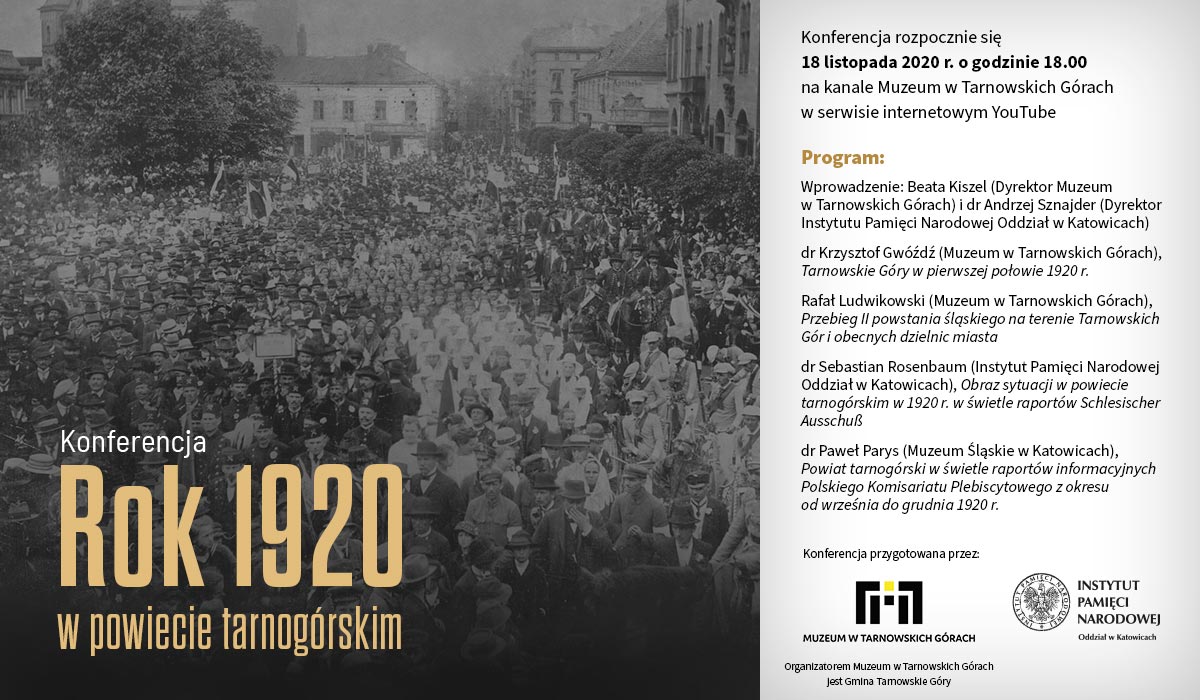 Konferencja „Rok 1920 w powiecie tarnogórskim” (zaproszenie).